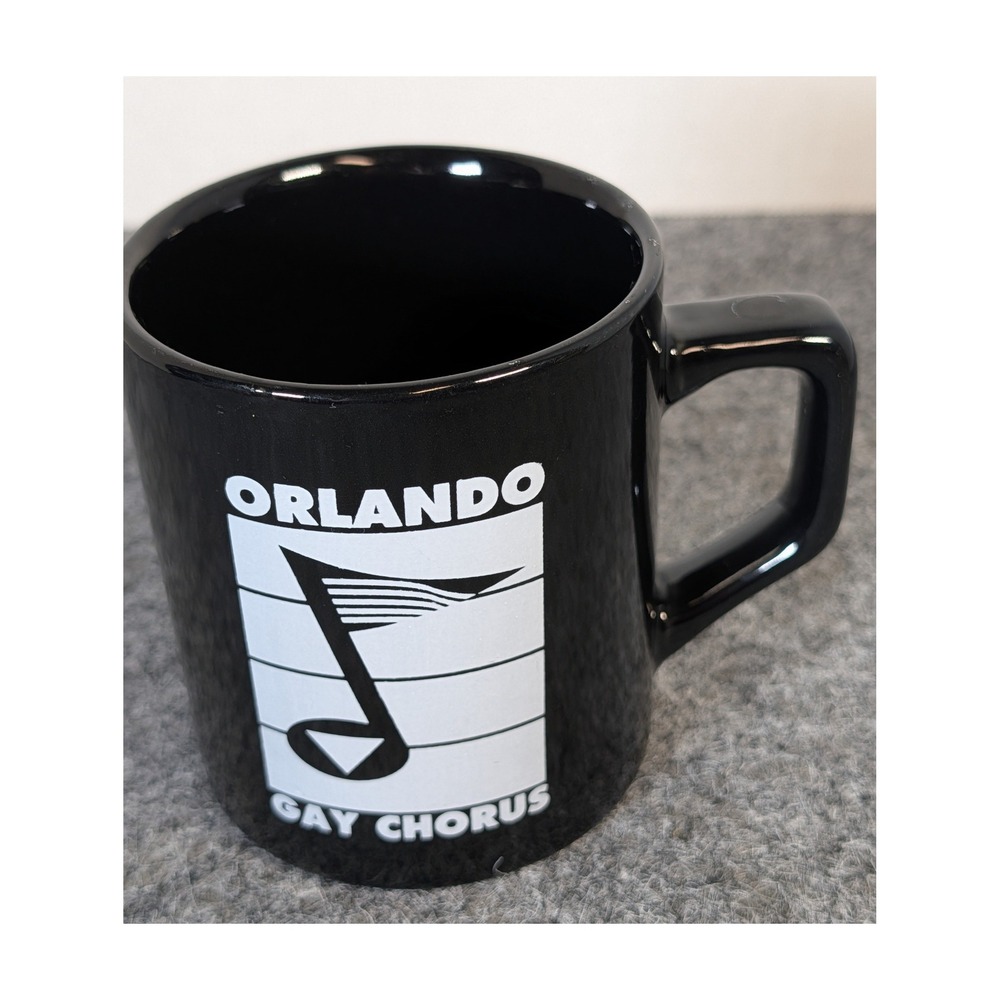 Orlando Gay Chorus Black Ceramic Coffee Mug White Logo Souvenir Music LGBTQ EUC